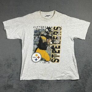 Vintage Pittsburgh Steelers Light Gray T Shirt With Big Graphic Size XL #1932
